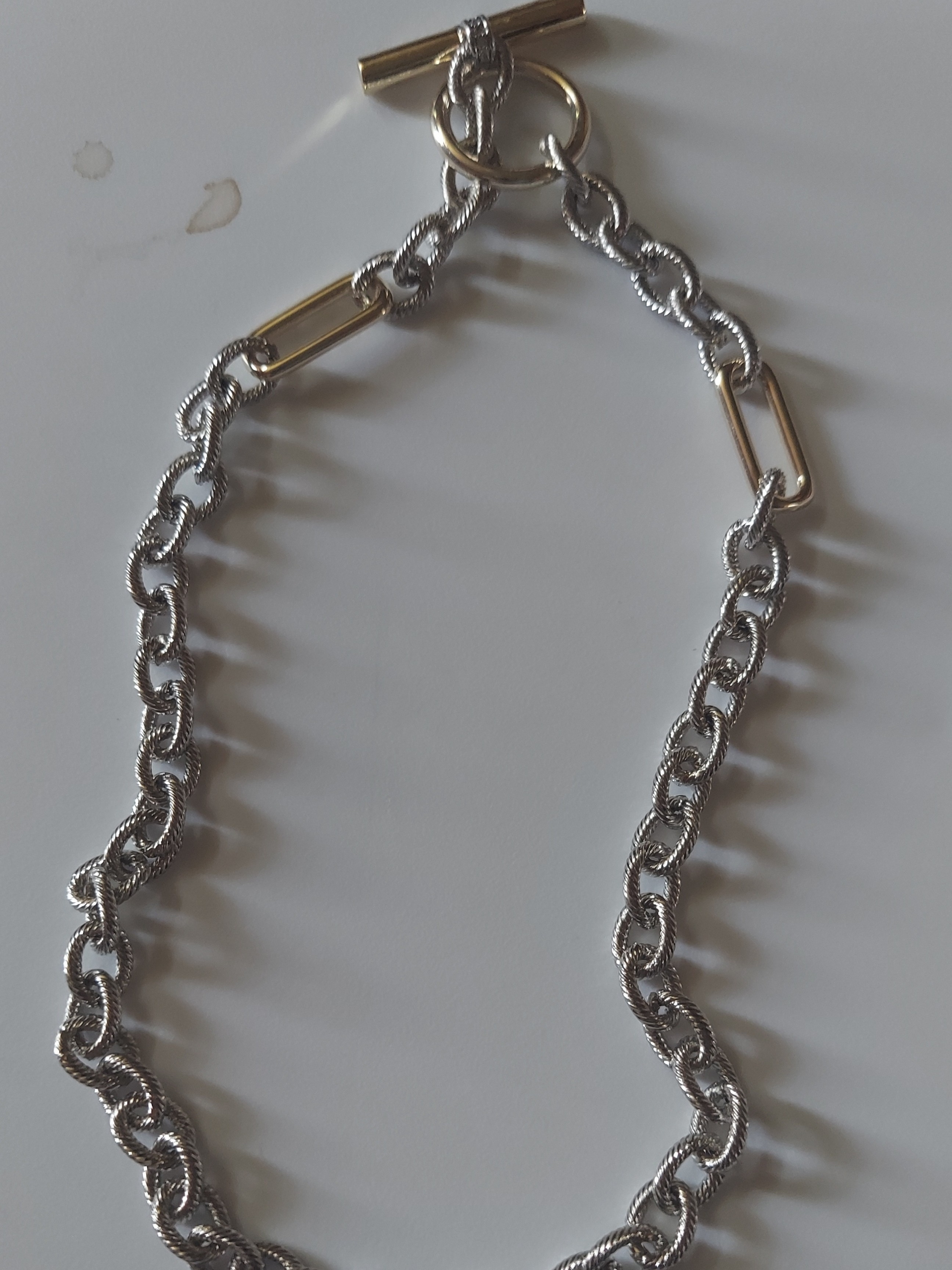 TwoTone Chain Necklace With Toggle Clasp16 Inch